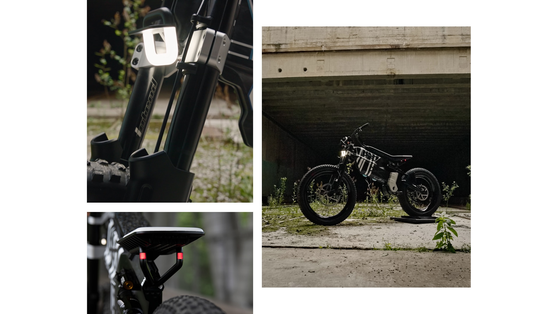 A Vision AMBY da BMW Motorrad num terreno fabril abandonado, com o seu visual invulgar e pneus cardados potentes.