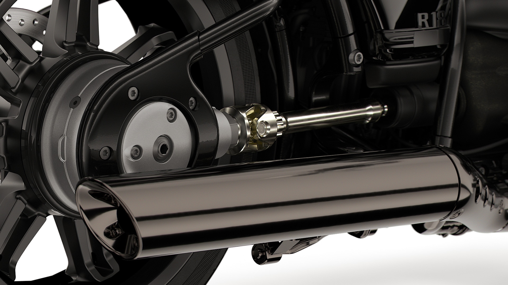 Eixo cardã aberto e quadro de berço duplo